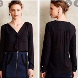 Anthropologie HD in Paris Black Scalloped Blouse 4